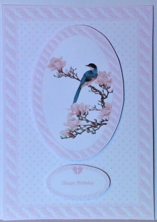 A5 bird on a branch quick card front by Hazel Underwood
