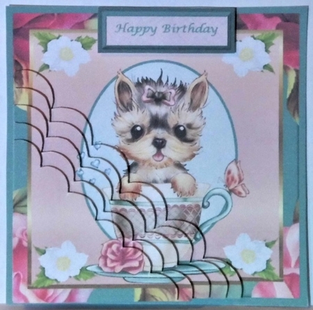 Teacup Puppy Scalloped Corner Pyramage by Hazel Underwood