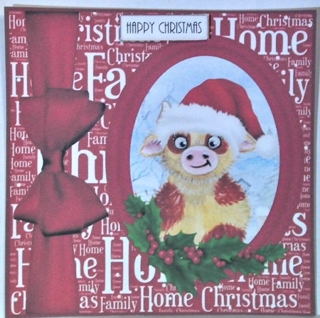 3 Christmas bull card fronts/toppers by Hazel Underwood