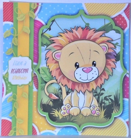 Colourful Lion birthday 8x8 by Hazel Underwood