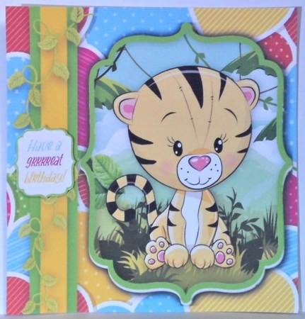 Colourful Tiger birthday 8x8 by Hazel Underwood