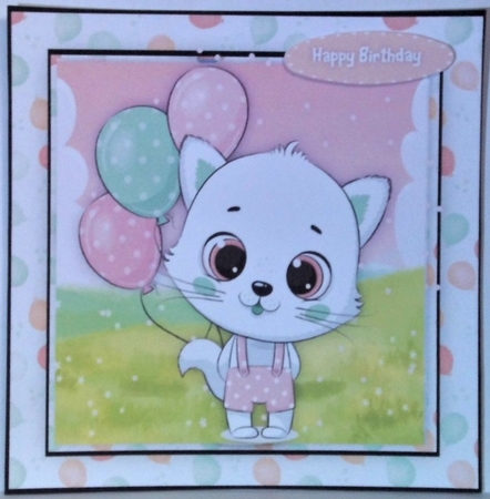 Cute Cat With Balloons  2 by Hazel Underwood
