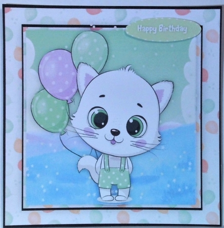 4, Lovely Cards ,Cat with Balloons by Hazel Underwood