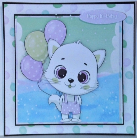 4, Lovely Cards ,Cat with Balloons by Hazel Underwood
