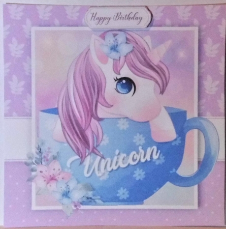 Beautiful Purple Unicorn In A Cup 7x7 by Hazel Underwood