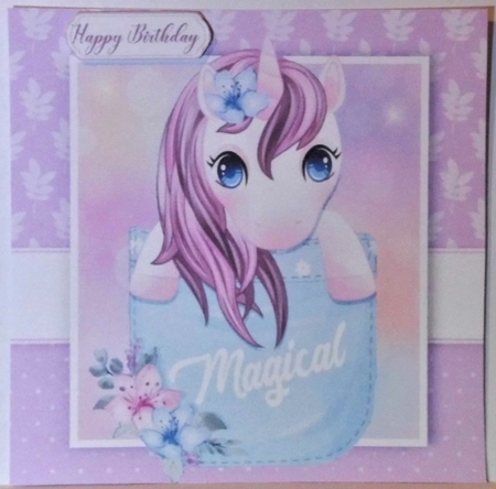 Beautiful Purple Unicorn In A Pocket 7x7 by Hazel Underwood