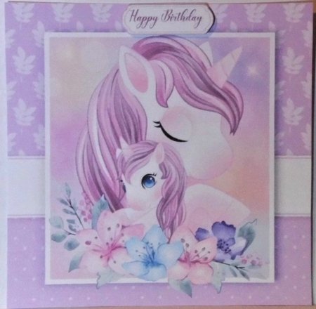 Beautiful Purple Unicorns Cuddling 7x7 by Hazel Underwood