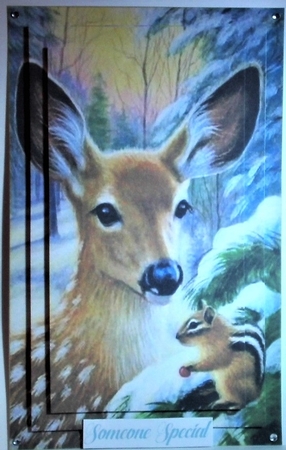 Pretty deer with a chipmunk in the snow pyramids by Hazel Underwood