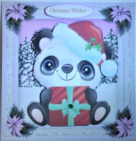 Gorgeous Christmas Panda 7x7  by Hazel Underwood