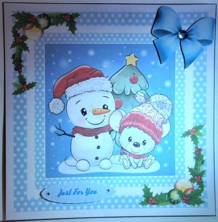 snowman and little mouse 8x8 by Hazel Underwood