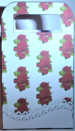 Red roses with lace small gift bag by Hazel Underwood