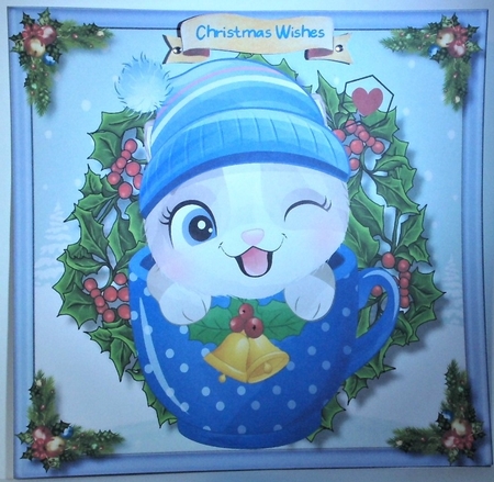 7x7 Mini Kit, Kitty in a Blue Cup by Hazel Underwood