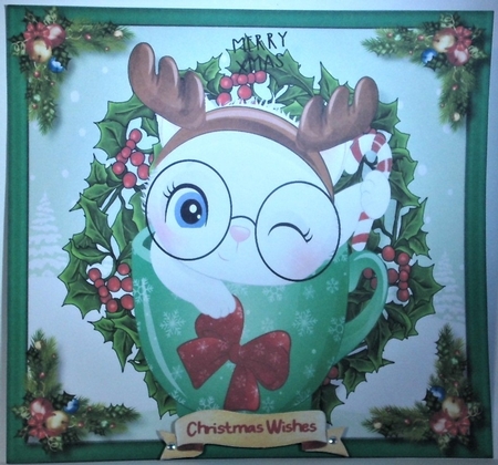 7x7 Mini Kit, Reindeer  Kitty in a  Cup by Hazel Underwood