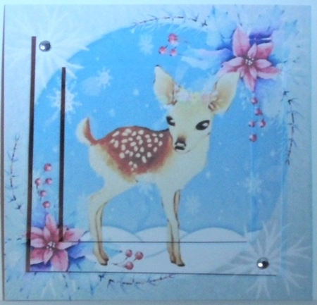 pretty deer in snow card front 8x8 by Hazel Underwood