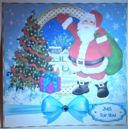3 Santa Claus is coming to town card front/toppers by Hazel Underwood