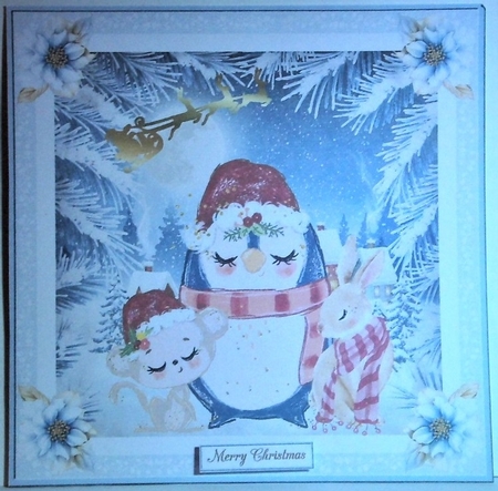 Christmas Friends 7x7ins Decoupage Topper by Hazel Underwood