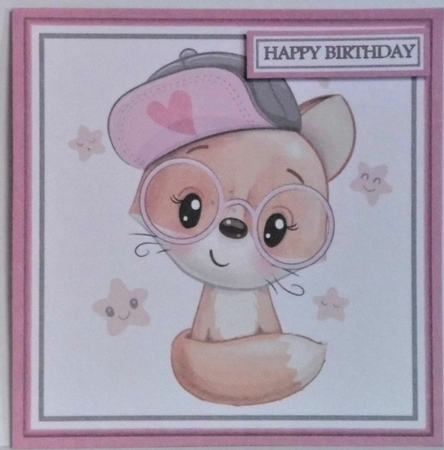 14x14cm Cutie Pie Large Topper with Decoupage & Sentiments  by Hazel Underwood