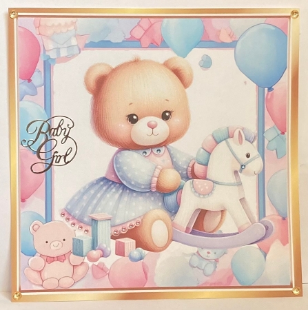 4  Birthday Teddies With Pink/Blue Balloons 8x8 Cards Mini Kit by Hazel Underwood