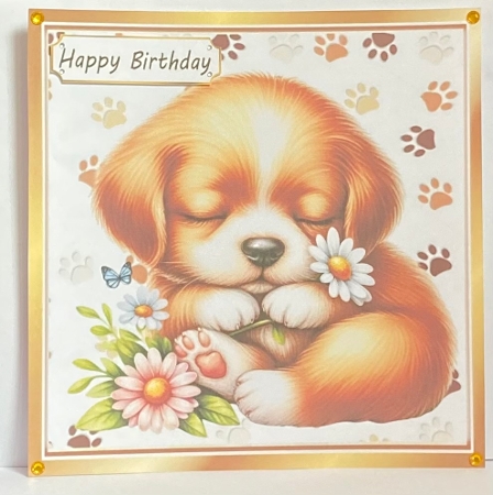 Cute Sleeping Puppy With Daisies 8x8 (ONE) by Hazel Underwood