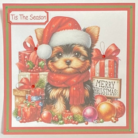Christmas Puppy Card Front & Topper by Hazel Underwood