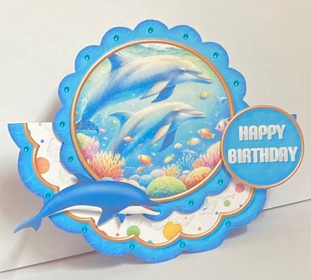 Beautiful Dolphins - Scalloped Rocker Card - Mini Kit by Hazel Underwood