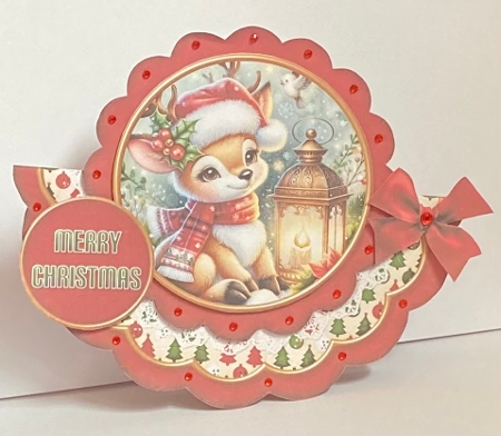 Christmas Reindeer - Scalloped Rocker Card - Mini Kit by Hazel Underwood