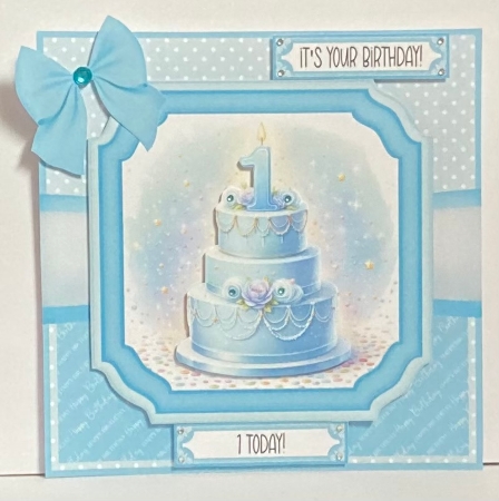 1st Birthday Cake Blue by Hazel Underwood