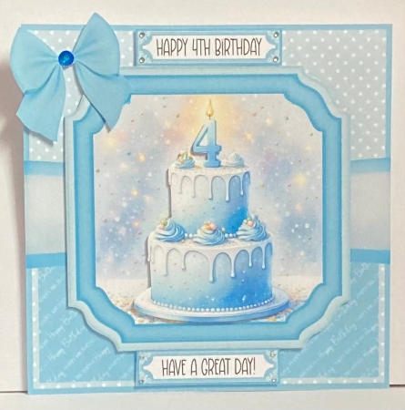 4th Birthday Cake Blue by Hazel Underwood