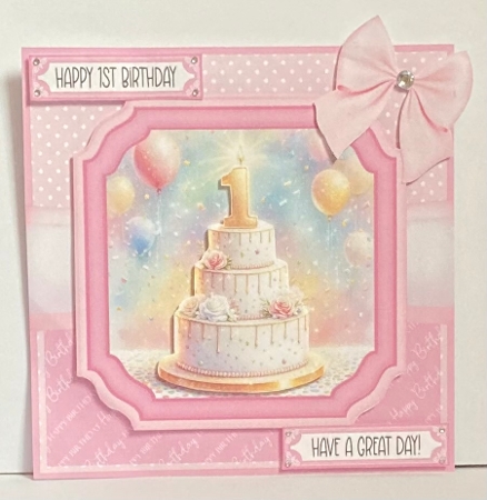 1st  Birthday Cake Pink by Hazel Underwood