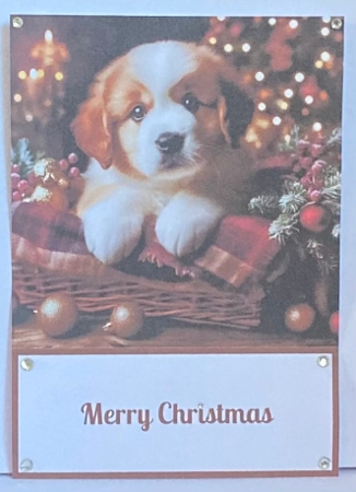 Cute Christmas Puppy 5 x 7 Card Front. by Hazel Underwood