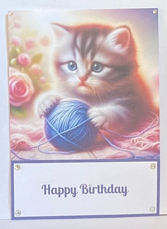 Cute Kitten Playing 5 X 7 Card Front. by Hazel Underwood