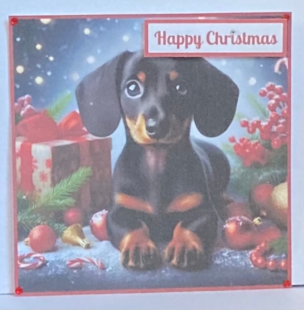 Cute Christmas Dachshund Puppy Toppers. by Hazel Underwood