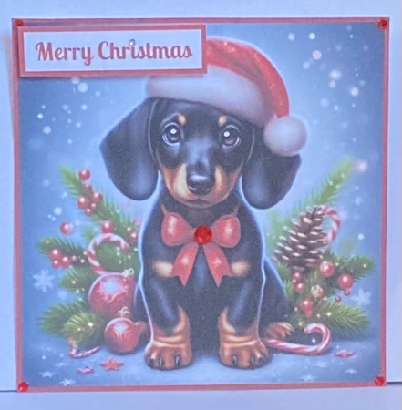 Cute Christmas Dachshund Puppy Toppers. by Hazel Underwood
