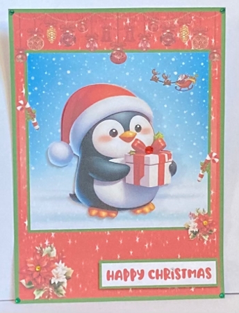 Christmas penguin greeting card by Hazel Underwood