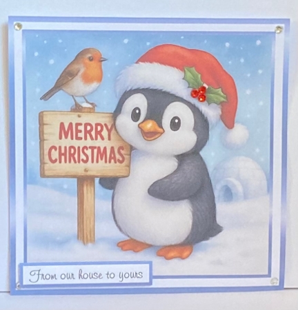 the christmas sign penguin by Hazel Underwood