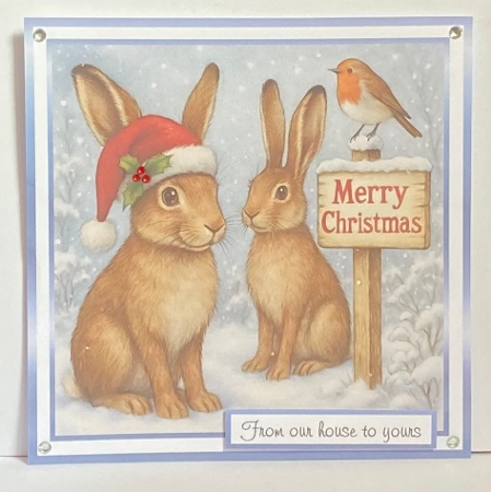 the christmas sign hares by Hazel Underwood