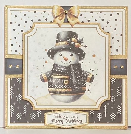 Black & Gold Snowman-1 by Hazel Underwood