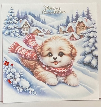 Little Dog Winter Glide 1 - Illustrations for Cards, Mini kits & Designers by Hazel Underwood