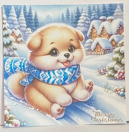 Little Dog Winter Glide 1 - Illustrations for Cards, Mini kits & Designers by Hazel Underwood