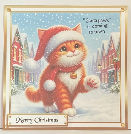 ginger tom cat santa paws by Hazel Underwood