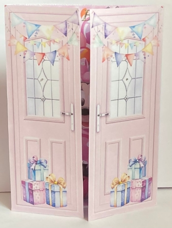 Pink Gatefold With  Balloons With Minnie  (EIGHT) by Hazel Underwood