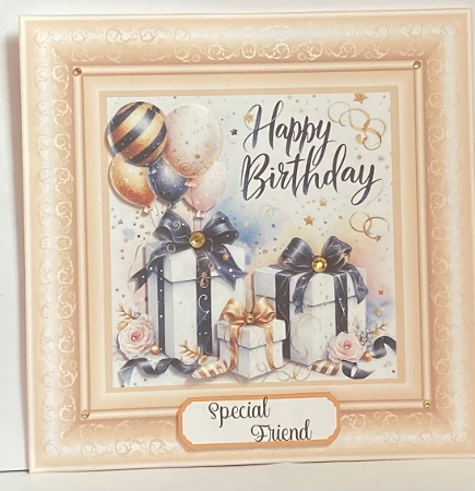 Presents & Balloons Birthday 7 x 7 Card by Hazel Underwood