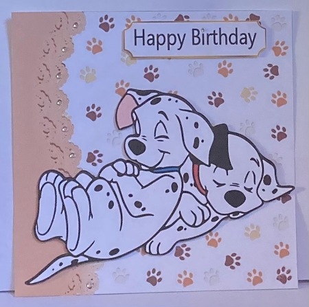Cute Dalmations, With Paw Prints Topper 7x7 (TWO) by Hazel Underwood