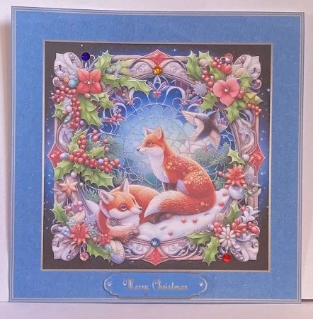 8 x 8 foxes stained glass window. by Hazel Underwood