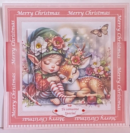 6in sleeping elf & deer step by step card front. Featured Gallery Photo