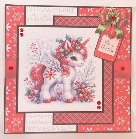 A Pretty Christmas Unicorn - 8x8 Card Fronts by Hazel Underwood
