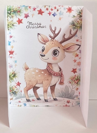 Christmas Gatefold With A Pretty Deer (TWO) by Hazel Underwood