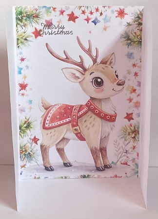 Christmas Gatefold With A Pretty Deer (THREE) by Hazel Underwood