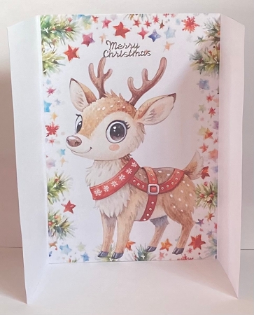 Christmas Gatefold With A Pretty Deer (FOUR) by Hazel Underwood