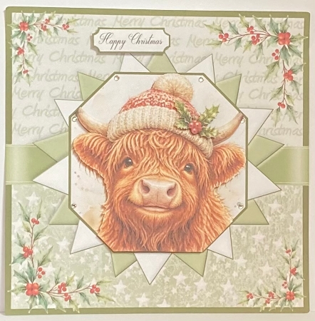 Happy Christmas Highland Cow by Hazel Underwood
